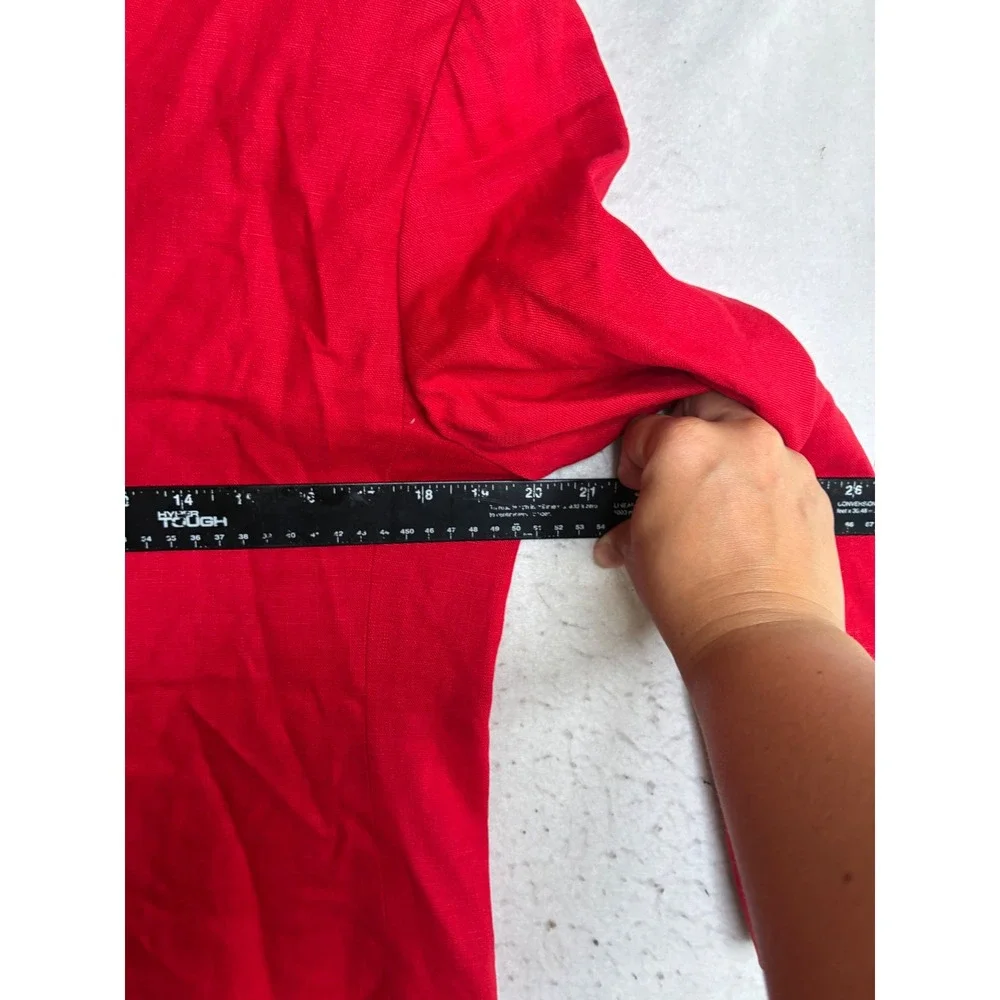 Casual Corner Vintage Red Linen Blazer Jacket Size 8 RN 58973 MISSING BUTTON